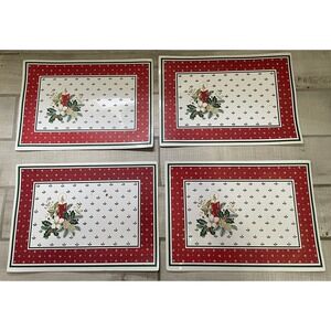 Vintage‎ Vinyl Foam 18" Holly Berry Placemat 84 pc Set Christmas Table Decor